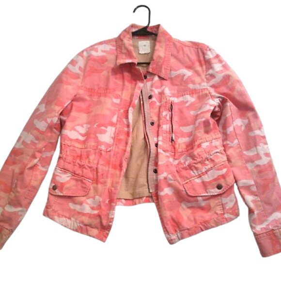 Gap Womens Printed utility jacket Camoflage Pink Camo Size Large - Picture 5 of 5